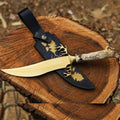 Handcrafted Stag Antler Handle Bowie Knife – Ram Head Carved Handle