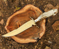 Handcrafted Stag Antler Handle Bowie Knife – Tiger Head Carved Handle